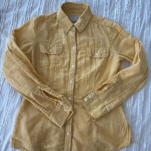 Banana Republic Soft Wash Shirt Woman’s Size S Yellow Linen Blend Button Up